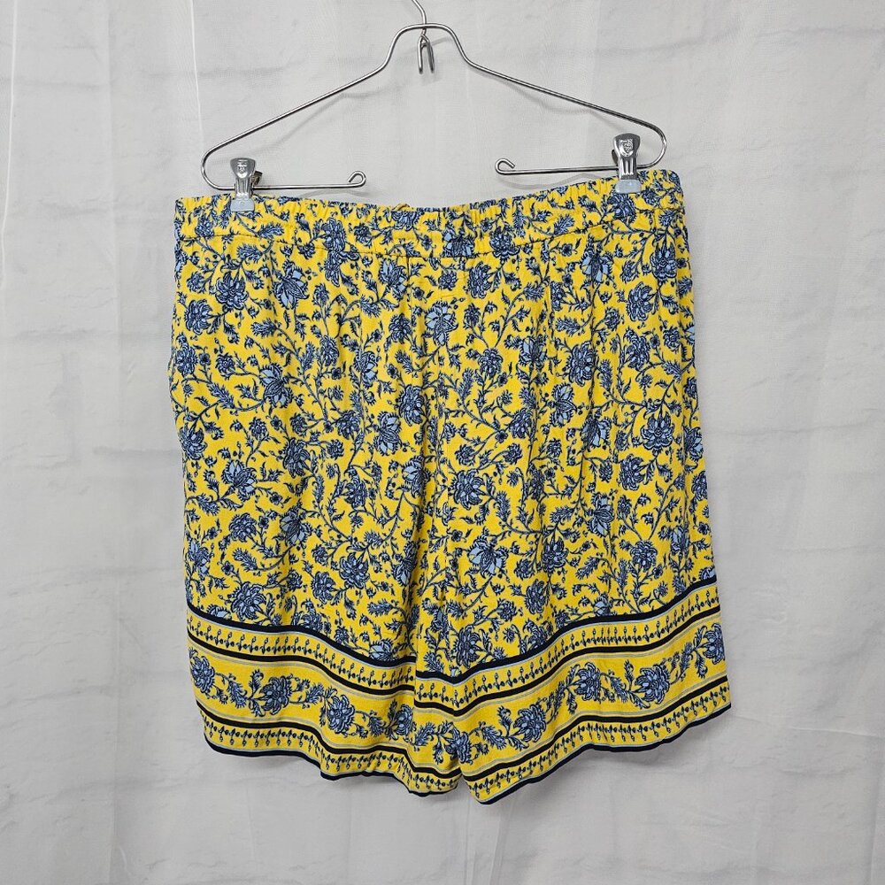 J. Jill Shorts Yellow Blue Boho Tassel Festival Coastal L NWOT - Picture 5 of 11